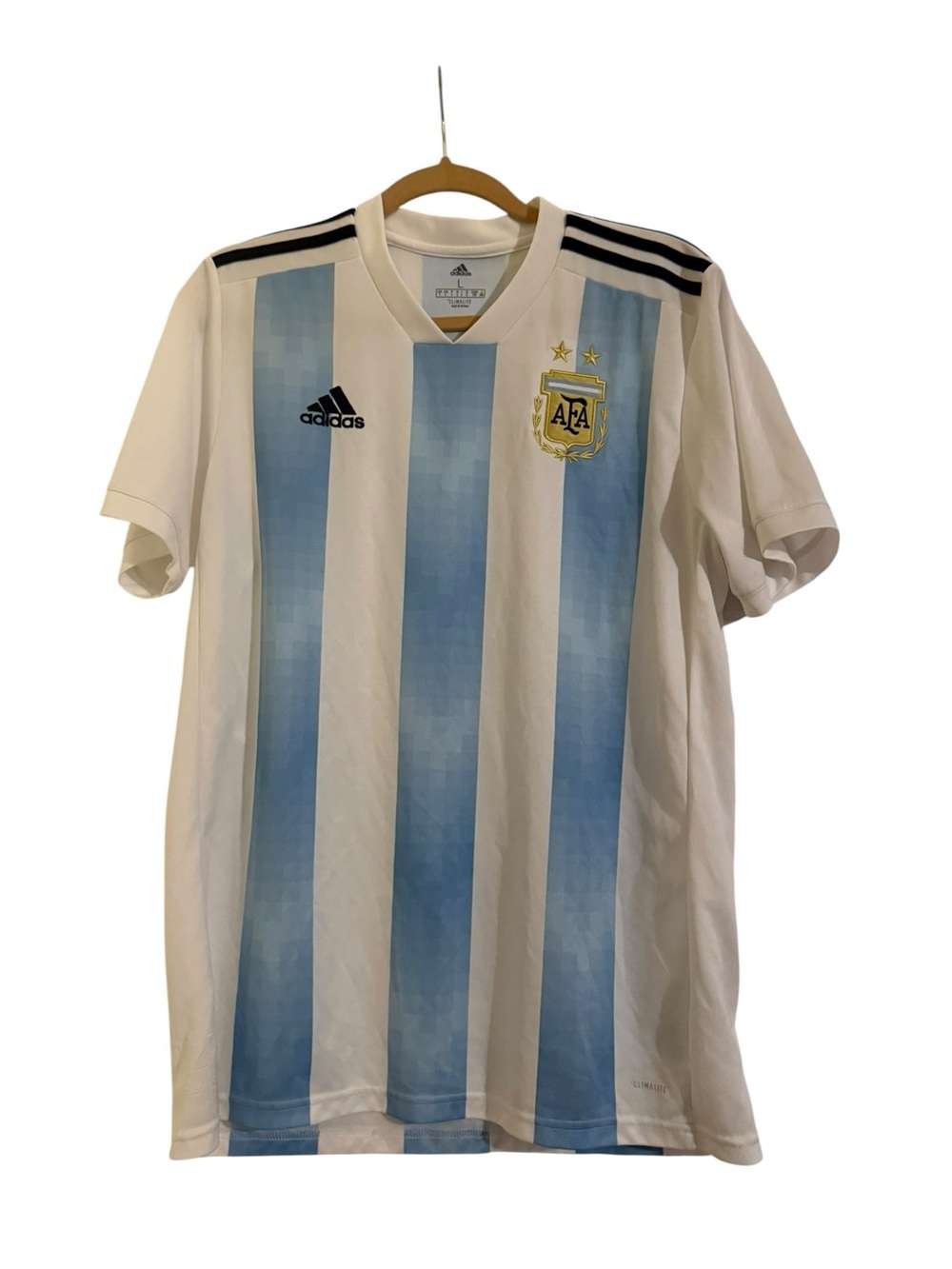 Adidas Argentina 2018 World Cup Home Jersey Climalite AFA Size L White Blue